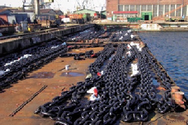 anchor chain ranged for inspection