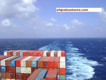 Container ship aft view