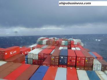 container ship in heavy weather conditions