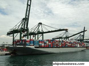 Container ship prior departure